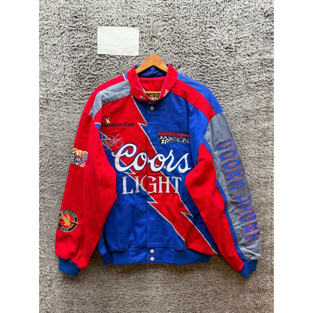 VTG Jeff Hamilton Nascar Kyle Petty #42 Coors Light Silver Bullet Jacket Size L